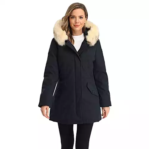 PUREMSX Winter Parka Coats for Women, Ladies Down Warm Coats for Club, Arctic Heavyweight Anorak Parkas with Fur, Quilted Puffer Coat Insulated, Warm Overcoat Gifts for Women
